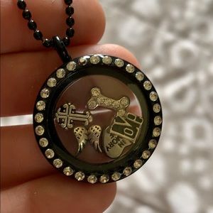 Black Diamond Locket Necklace with Charms